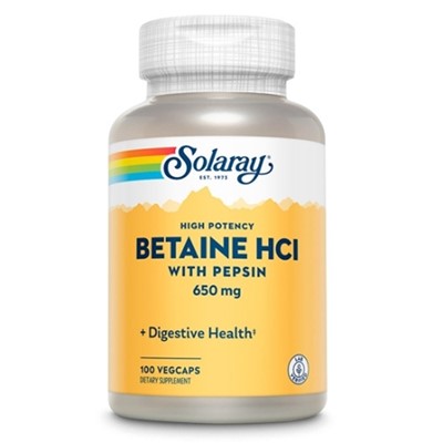 Solaray Betaine HCL s Pepsinom 100 kapsula